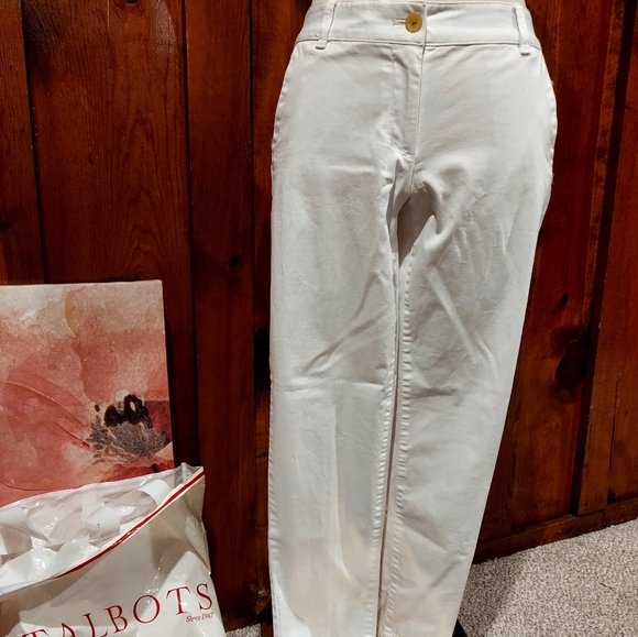 Talbots Women's Pants - Gray, White, and Blue Girlfriend Chinos - Picture 4 of 15